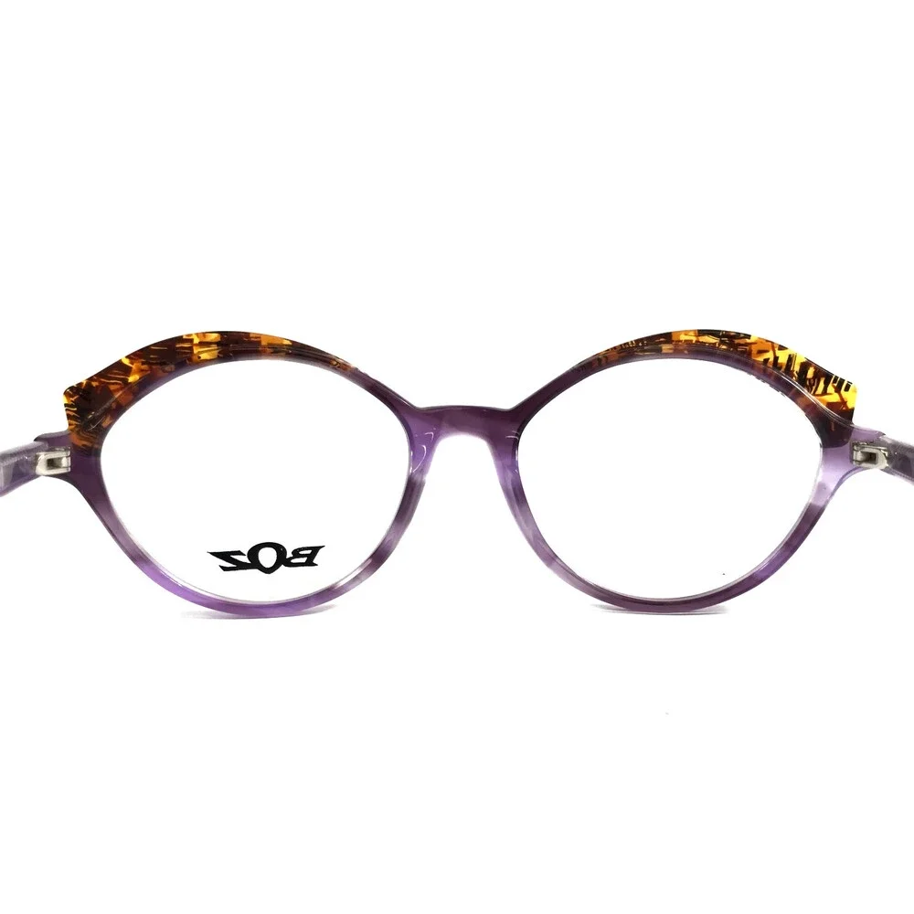 BOZ Eyeglasses Frames ILDA 7092 Purple Brown Amber Cat Eye 53-17-135